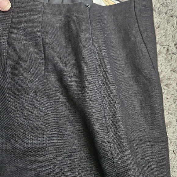 Talbots Pants Women 4 Black Irish Linen Wide Leg Relaxed Pockets Lagenlook - Picture 6 of 12